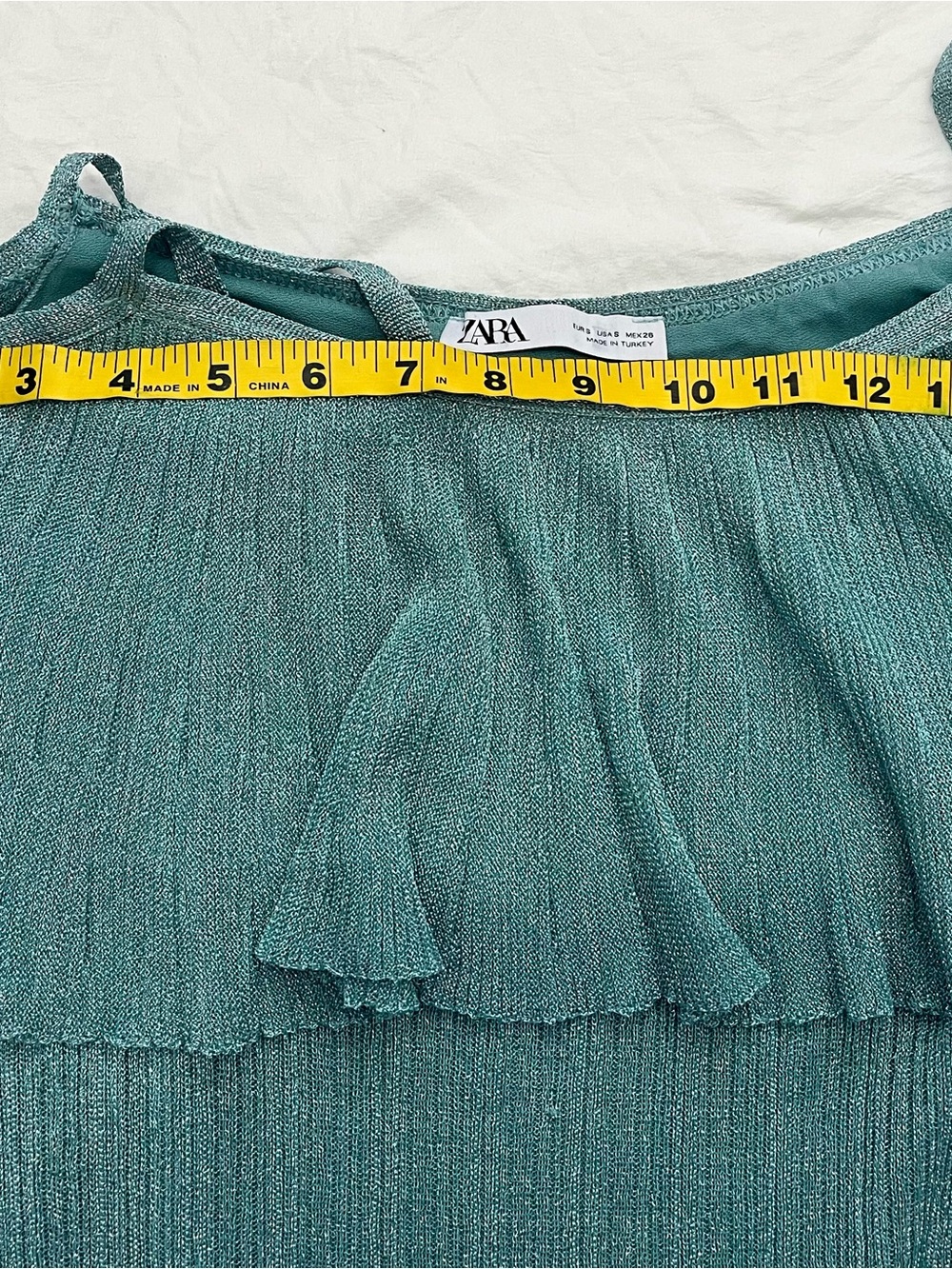 Zara Seafoam Green Ruffle Midi Dress - Picture 4 of 6